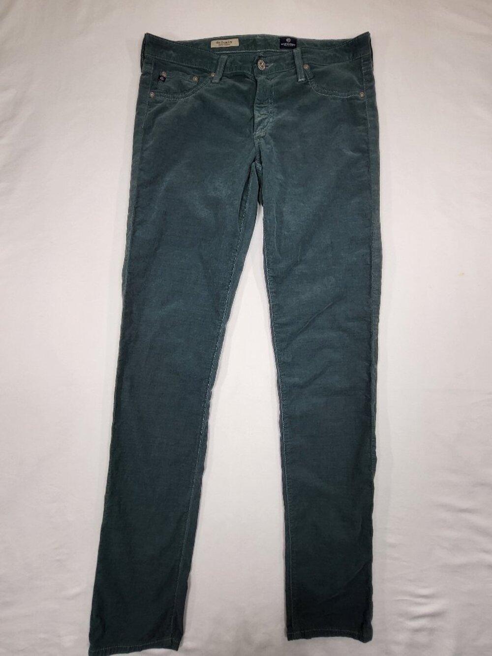 AG Adriano Goldschmied The Legging Super Skinny Corduroy Pants Teal 31 USA Made